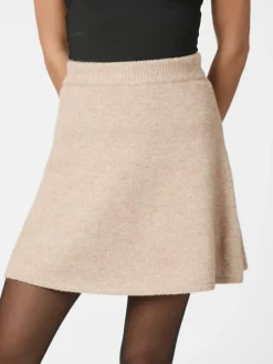 Gisa Striknederdel, Sand Melange, 40