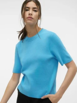 Gold Kortærmet Strikbluse, Bonnie Blue, S