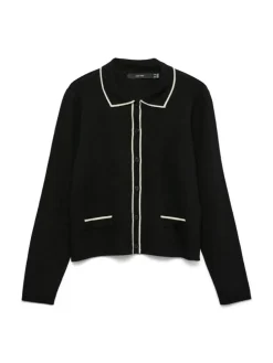 Gold Poloneck Cardigan, Black, S
