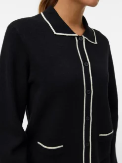 Gold Poloneck Cardigan, Black, S