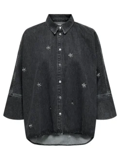 Grace Flower Denimskjorte, Washed Black, XS