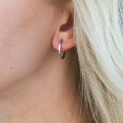 Grace Medium Hoops, Silver