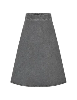 Grey Denim Stelly C Lang Nederdel, Grå, 34