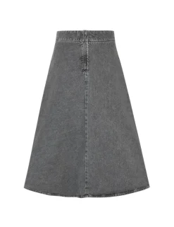 Grey Denim Stelly C Lang Nederdel, Grå, 34