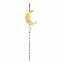 Half Moon Pearl Ørering, Gold Plated-Left