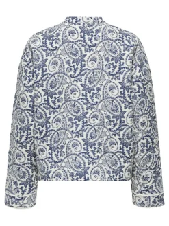 Hallie Quilted Jakke, Cloud Dancer/Blue Tile Print, XS