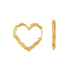 Heart Crush Hoops, Gold Plated