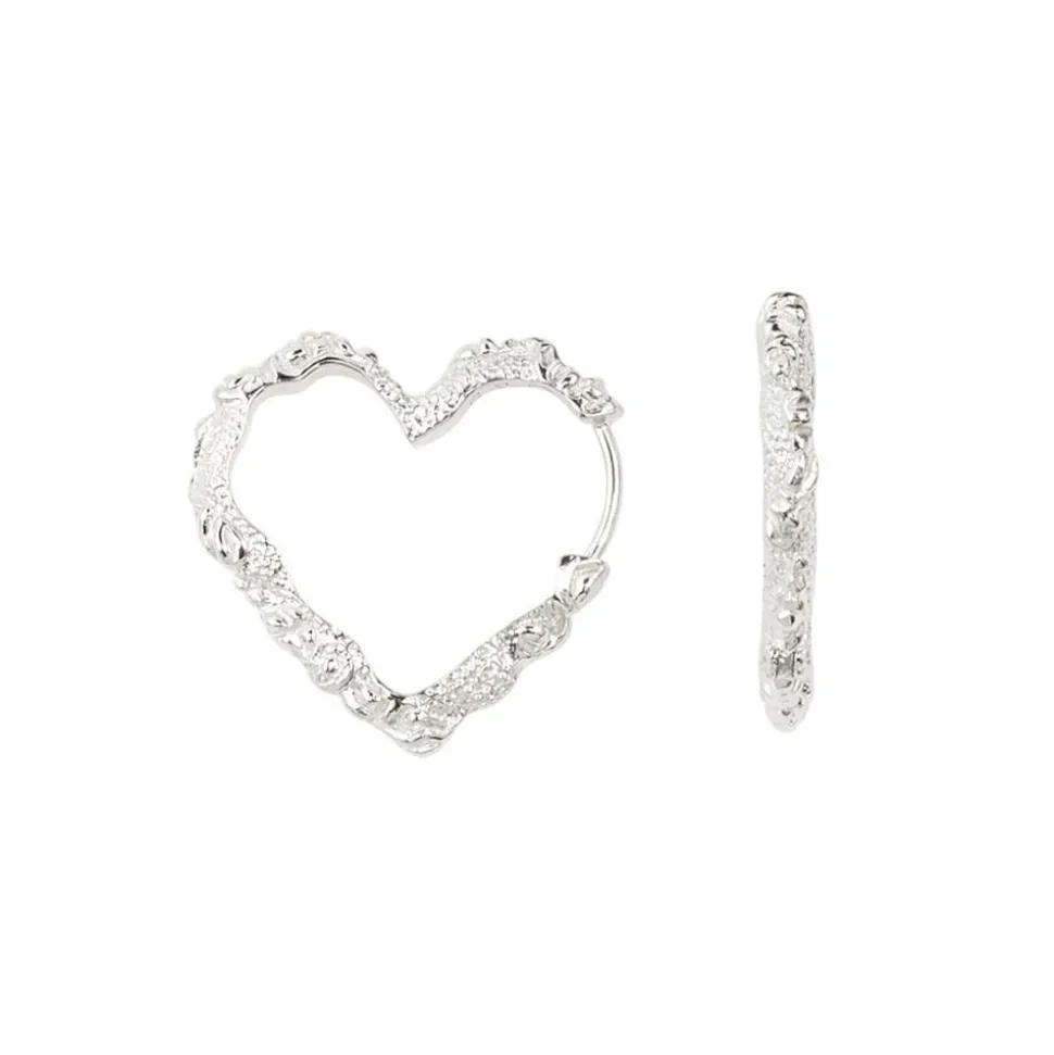 Heart Crush Hoops, Silver
