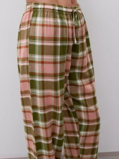 Heat Natbukser, Green Blush Checks, 40