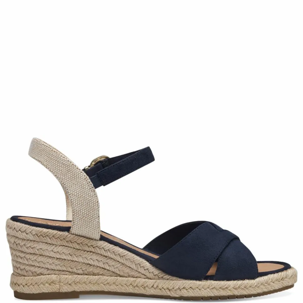 Højhælede Wedge Sandaler, Navy, 41