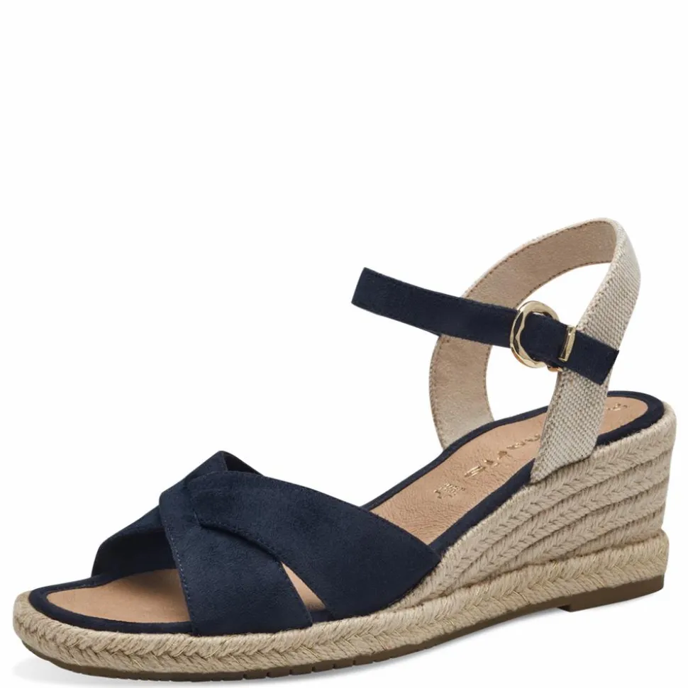 Højhælede Wedge Sandaler, Navy, 41