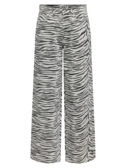 Hope Zebra Wide Jeans, Light Grey Denim, W31/L32