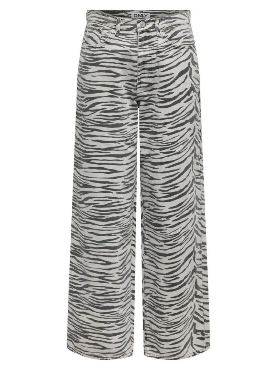 Hope Zebra Wide Jeans, Light Grey Denim, W31/L32