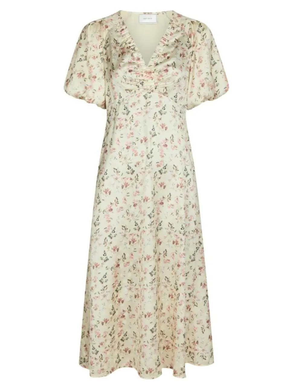 Illana Flower Print Kjole, Creme, 36