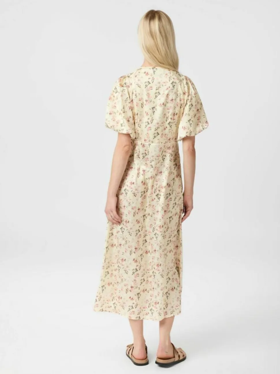 Illana Flower Print Kjole, Creme, 36