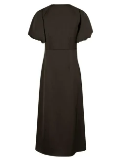 Illana Heavy Sateen Kjole, Dark Brown, 40