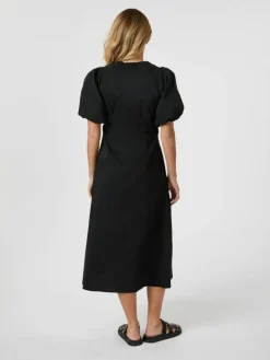 Illana Poplin Kjole, Black, 34