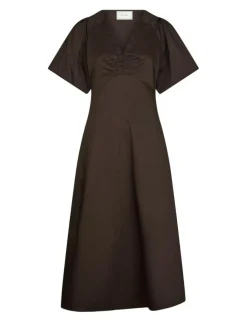 Illana Poplin Kjole, Chocolate Brown, 42