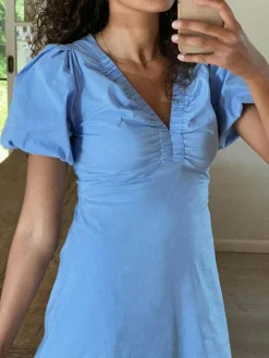 Illana Poplin Kjole, Sky Blue, 40