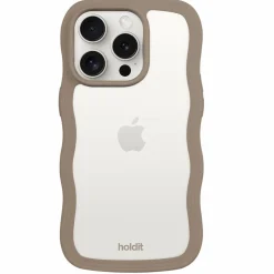 Iphone 15 Pro Max Transparent Wavy Cover, Mocha Brown/Transparent