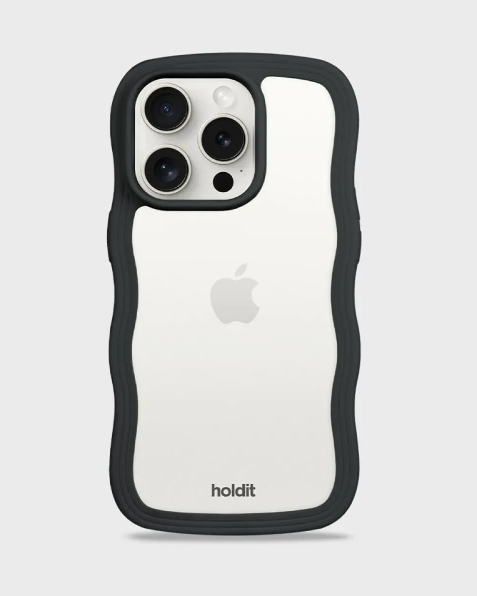 Iphone 15 Pro Transparent Wavy Cover, Black/Transparent