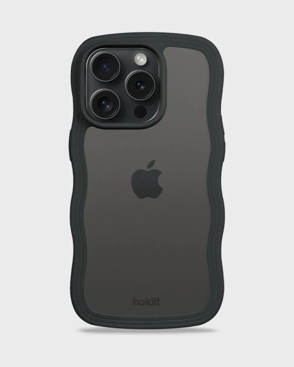 Iphone 15 Pro Transparent Wavy Cover, Black/Transparent