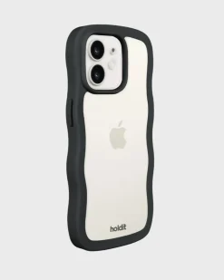 Iphone 12/12 Pro Transparent Wavy Cover, Black/Transparent