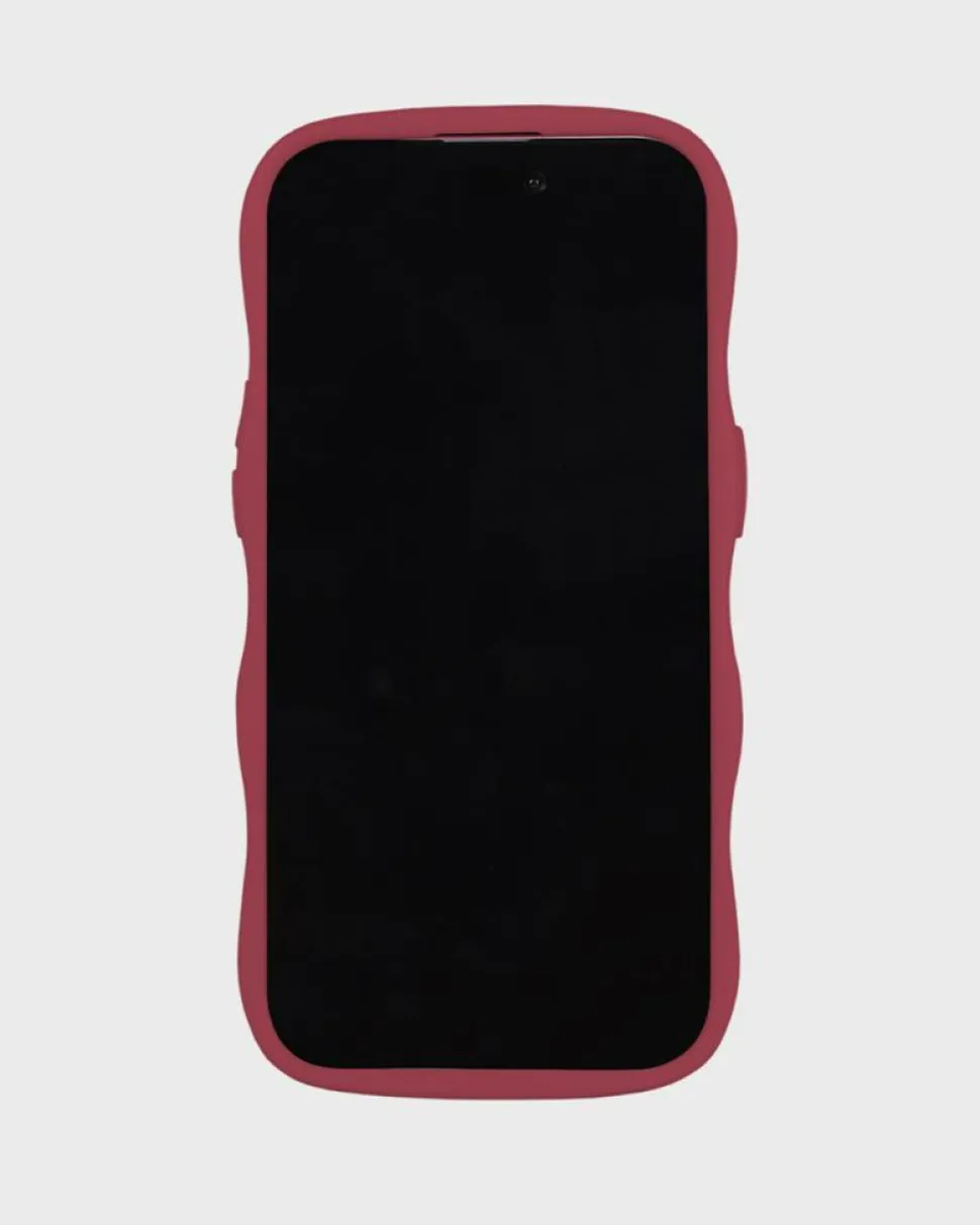 Iphone 15 Pro Transparent Wavy Cover, Red Velvet/Transparent