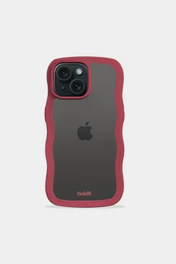 Iphone 15/14/13 Transparent Wavy Cover, Red Velvet/Transparent