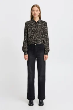 Ireloi Jeans, Black Washed Denim, 36