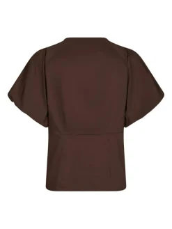 Irina Poplin Bluse, Dark Brown, 36