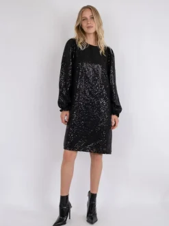 Isobel Sequins Kjole, Sort, 34