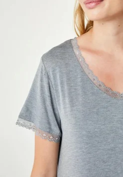 Jacqueline Kortærmet Natkjole, Grey Melange, S