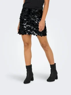 Jadel Sequins Nederdel, Black, XS