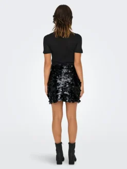 Jadel Sequins Nederdel, Black, XS