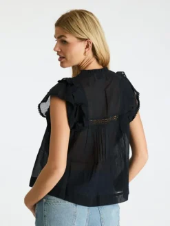 Jayla S Voile Bluse, Navy, 38