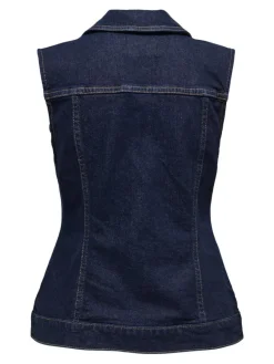 Joana Rinse Denim Vest, Dark Blue Denim, XL