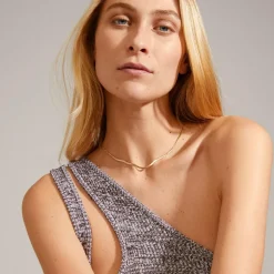 Joanna Flat Snake Chain Halskæde, Guld, 40 cm