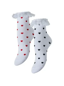 Joline Xmas Lace Heart 2-pak Strømper, Bright White
