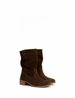 Julia Gaucho Suede Støvler, Dark Brown, 39