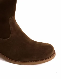 Julia Gaucho Suede Støvler, Dark Brown, 39