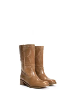 Julia Western Stitching Støvler, Dark Tan, 40