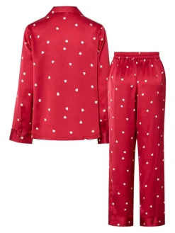 Jytte Xmas Satin Natsæt, Savvy Red, S