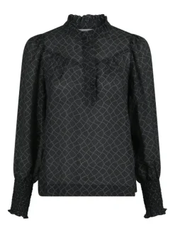 Karia Illusion Bluse, Black, 36