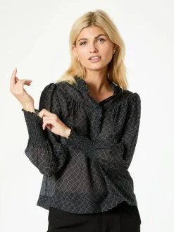 Karia Illusion Bluse, Black, 36