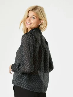 Karia Illusion Bluse, Black, 36