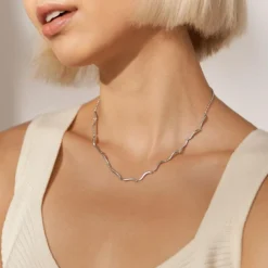 Kariana Waves Halskæde, Silver, 40,7+5,5 cm