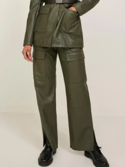 Kenya Faux Leather Bukser, Beluga, XS