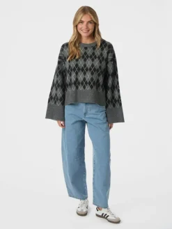 Kick Check Knit Striktrøje, Antracit, 38