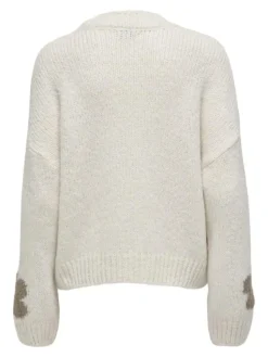 Kilian Flower Striktrøje, Ecru, XL